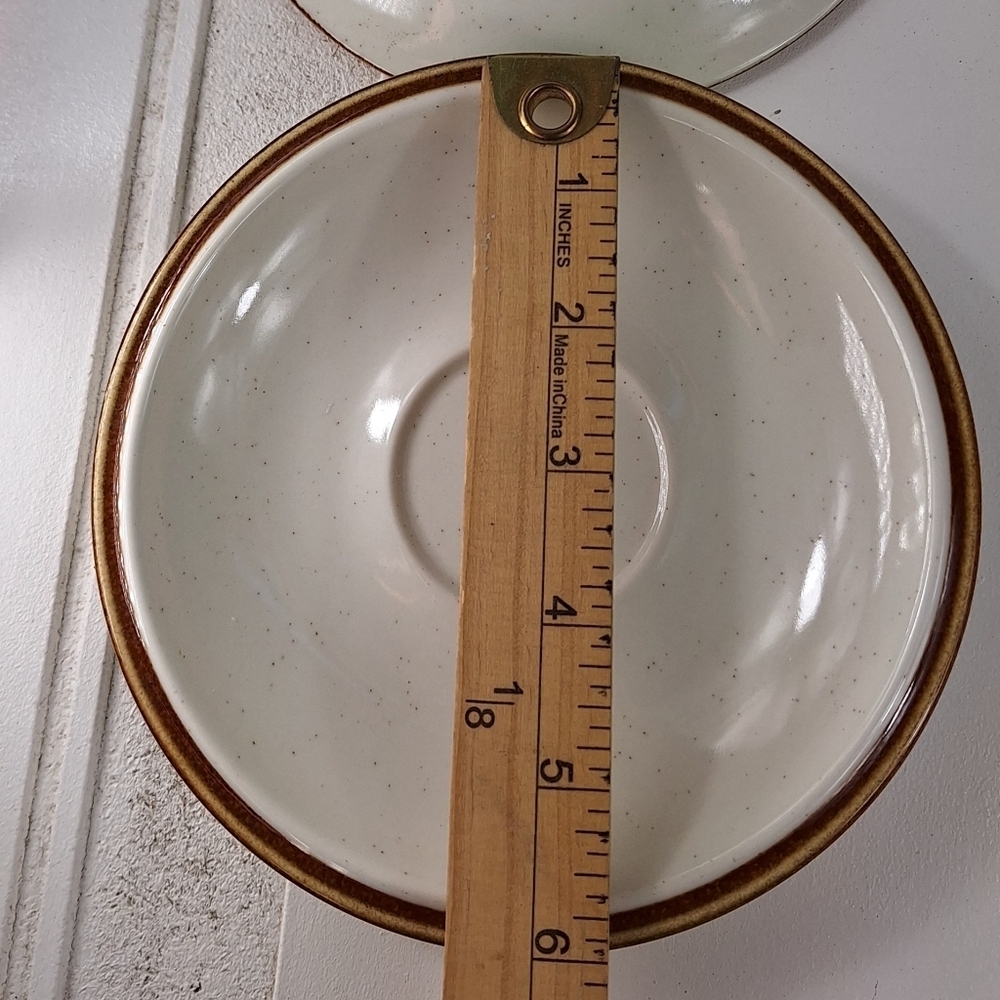 Mikasa Natural Beauty Vintage Ceramic Saucer with Brown Rim C9000 Set Of 3 Japan - Picture 8 of 8